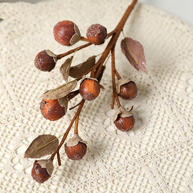 16" Realistic Dried Monk Fruit Stems, Set of 2 - Rustic Fall Decor for Centerpieces, Wedding Florals & Boho Home Styling, Artificial Fruit for Vases and Seasonal Displays