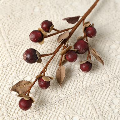 16" Realistic Dried Monk Fruit Stems, Set of 2 - Rustic Fall Decor for Centerpieces, Wedding Florals & Boho Home Styling, Artificial Fruit for Vases and Seasonal Displays