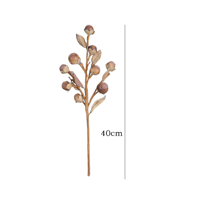 16" Realistic Dried Monk Fruit Stems, Set of 2 - Rustic Fall Decor for Centerpieces, Wedding Florals & Boho Home Styling, Artificial Fruit for Vases and Seasonal Displays