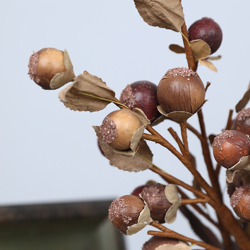 16" Realistic Dried Monk Fruit Stems, Set of 2 - Rustic Fall Decor for Centerpieces, Wedding Florals & Boho Home Styling, Artificial Fruit for Vases and Seasonal Displays