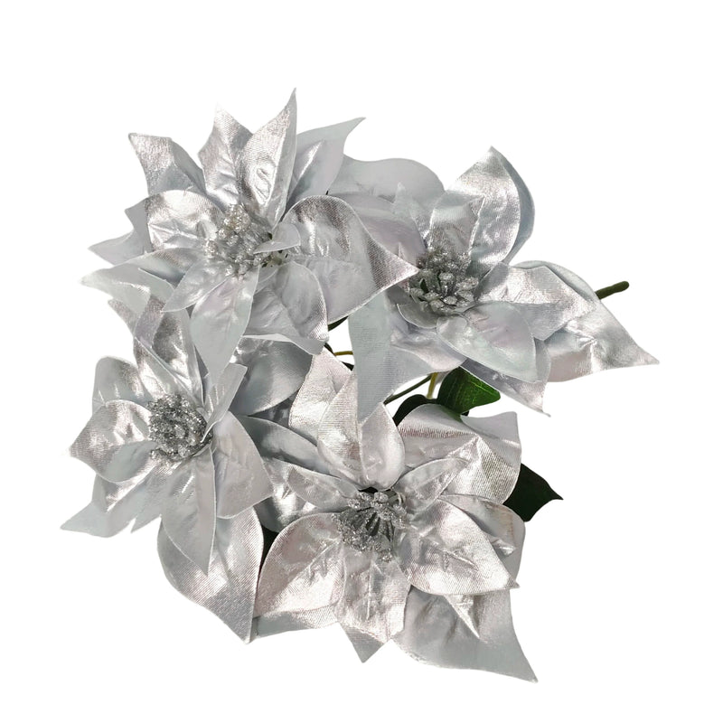 17" Realistic Artificial Poinsettia Stem with Gold Dust - Christmas Decor, Holiday Centerpiece, Wedding Floral Arrangement, Home Decor, Bulk Discounts Available