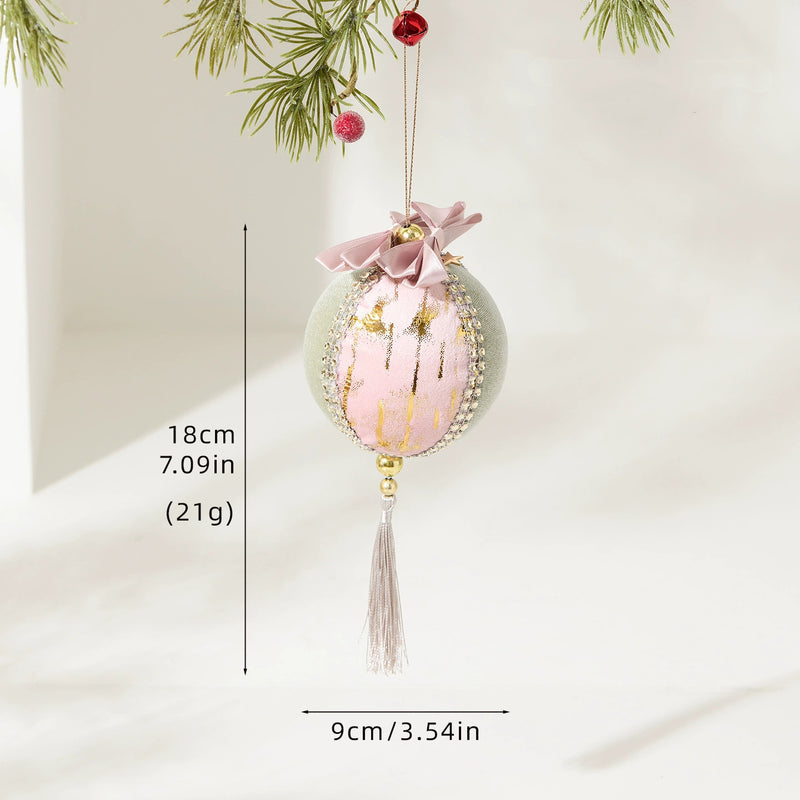 Velvet Christmas Ornament Set - 6 Elegant Pink & Green Flocked Swan Ball Decorations for Tree, Home, Weddings, Bulk Discounts