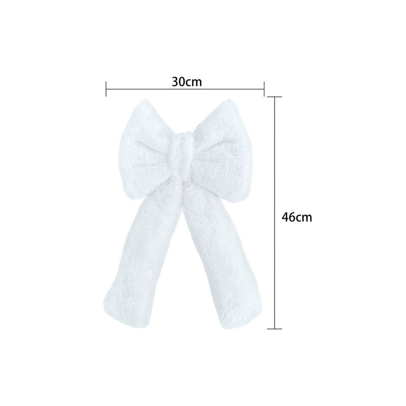 Velvet Christmas Bow Decor - Red & White Floral Accents for Holiday Parties, Weddings, Home Decor (12", 18", 27.5")