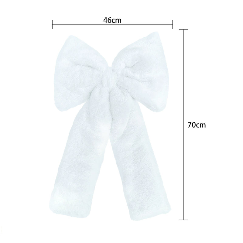 Velvet Christmas Bow Decor - Red & White Floral Accents for Holiday Parties, Weddings, Home Decor (12", 18", 27.5")
