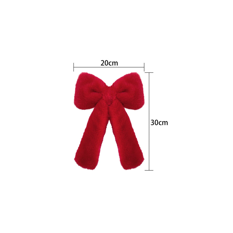 Velvet Christmas Bow Decor - Red & White Floral Accents for Holiday Parties, Weddings, Home Decor (12", 18", 27.5")