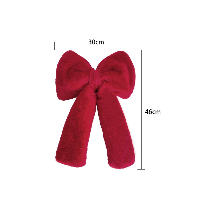Velvet Christmas Bow Decor - Red & White Floral Accents for Holiday Parties, Weddings, Home Decor (12", 18", 27.5")