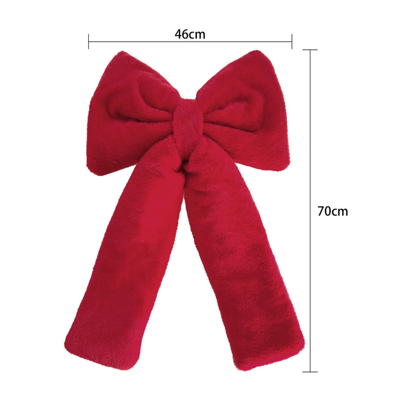 Velvet Christmas Bow Decor - Red & White Floral Accents for Holiday Parties, Weddings, Home Decor (12", 18", 27.5")