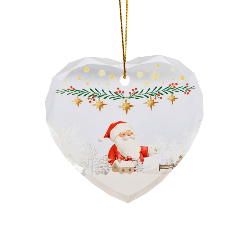 Christmas Heart Ornament - 3" Clear Crystal-Like Hanging Decor for Tree, Home & Holiday Displays