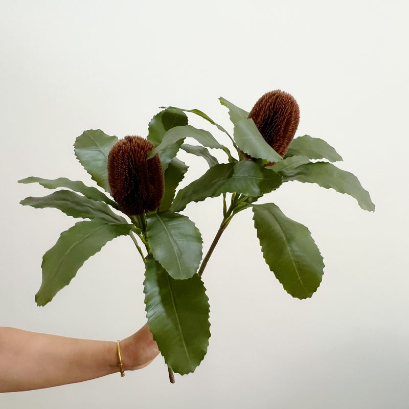 Artificial King Protea Flower Stem, 22" Real-Touch Plastic Faux Blooms for Vase Arrangements, Wedding Centerpieces, Home & Office Decor