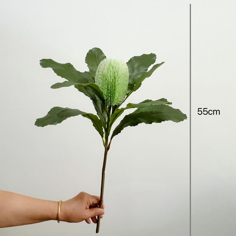 Artificial King Protea Flower Stem, 22" Real-Touch Plastic Faux Blooms for Vase Arrangements, Wedding Centerpieces, Home & Office Decor