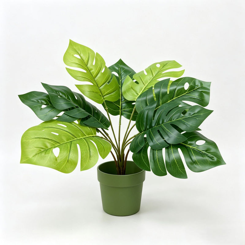 13" Real-Touch Artificial Monstera Leaf Stem, Lifelike Faux Greenery for Vases, Home Decor, Weddings & Bulk Floral Arrangements