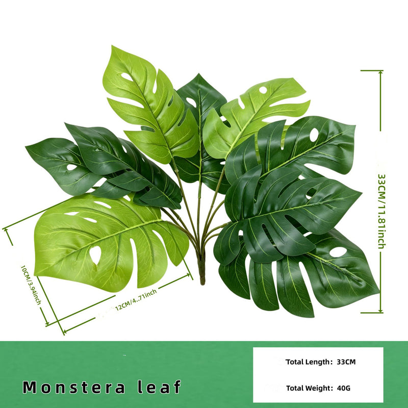 13" Real-Touch Artificial Monstera Leaf Stem, Lifelike Faux Greenery for Vases, Home Decor, Weddings & Bulk Floral Arrangements