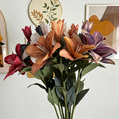 Real-Touch Silk Lily Flowers, 30" Tall, 6.5" Bloom, Perfect for Home Decor, Weddings, and Floral Arrangements