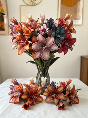 Real-Touch Silk Lily Flowers, 30" Tall, 6.5" Bloom, Perfect for Home Decor, Weddings, and Floral Arrangements