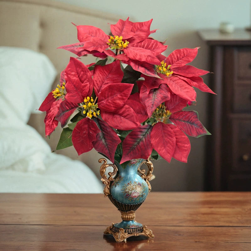 Realistic Christmas Faux Flower Arrangement, 20" Tall, Outdoor Holiday Decor, Thanksgiving, Winter Wonderland, Party Centerpiece, Vase Stems