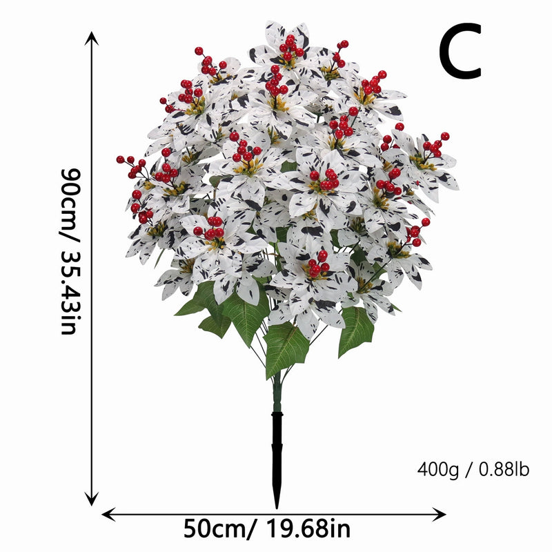 Artificial Poinsettia Stems, 35" Tall Christmas Flowers, Real-Touch Faux Blooms for Holiday Decor, Weddings, and Home Vase Arrangements