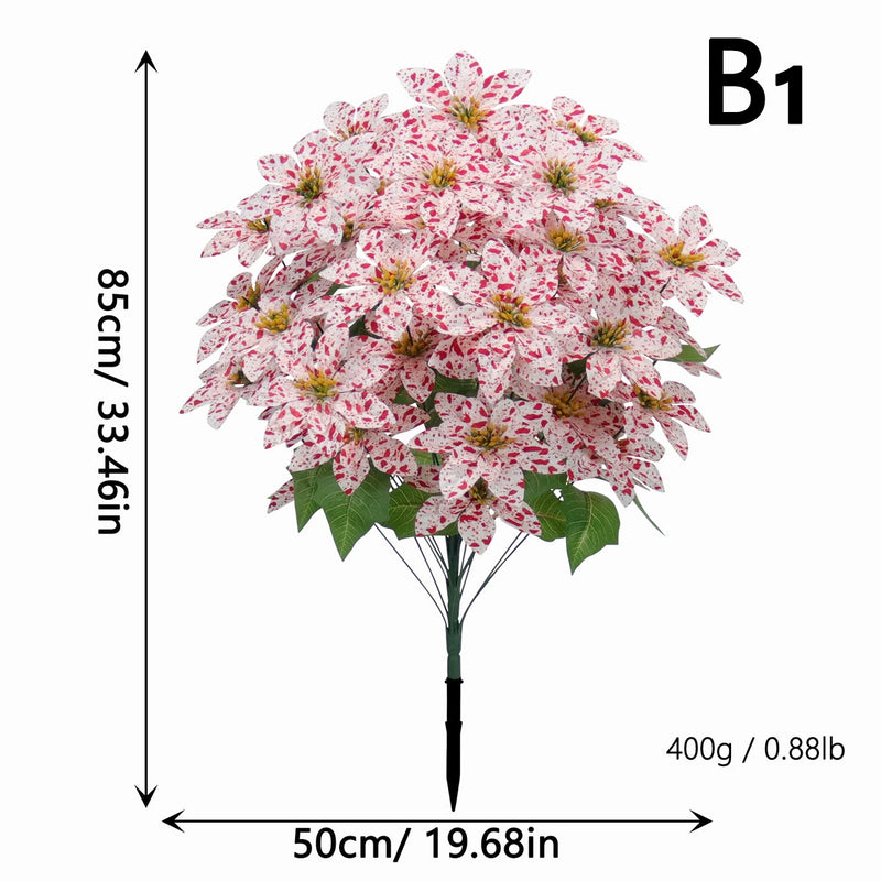 Artificial Poinsettia Stems, 35" Tall Christmas Flowers, Real-Touch Faux Blooms for Holiday Decor, Weddings, and Home Vase Arrangements