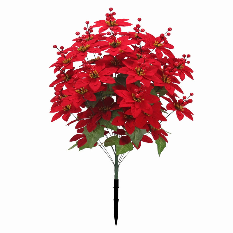 Artificial Poinsettia Stems, 35" Tall Christmas Flowers, Real-Touch Faux Blooms for Holiday Decor, Weddings, and Home Vase Arrangements