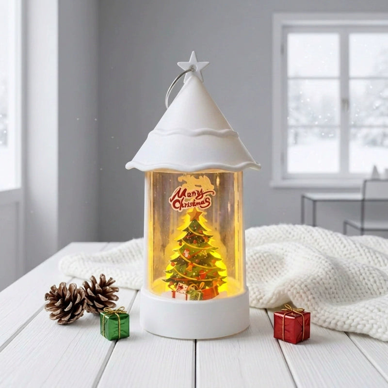 6" Christmas Tree Pattern LED Flameless Candle Lantern - Holiday Decorative Night Lights for Home, Party, Wedding Centerpieces