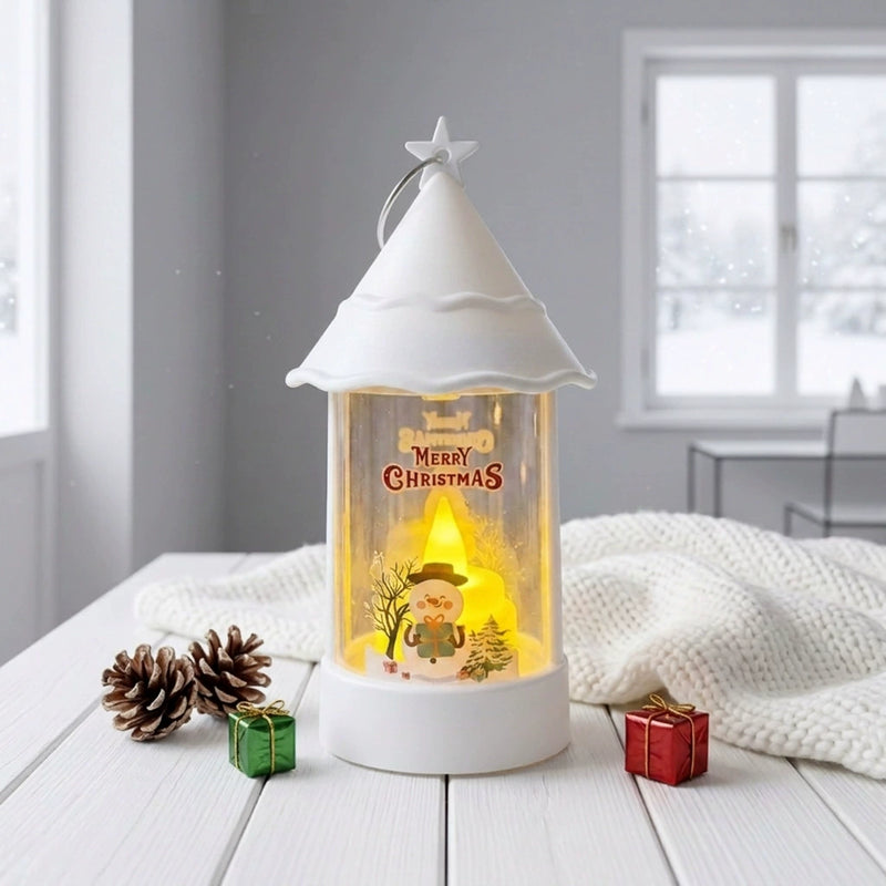 6" Christmas Tree Pattern LED Flameless Candle Lantern - Holiday Decorative Night Lights for Home, Party, Wedding Centerpieces
