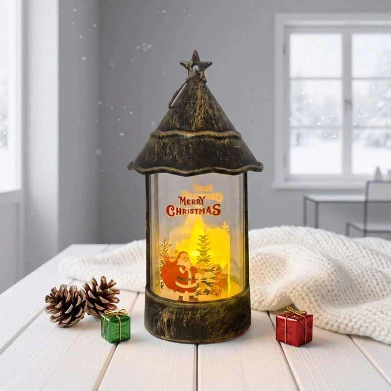 6" Christmas Tree Pattern LED Flameless Candle Lantern - Holiday Decorative Night Lights for Home, Party, Wedding Centerpieces