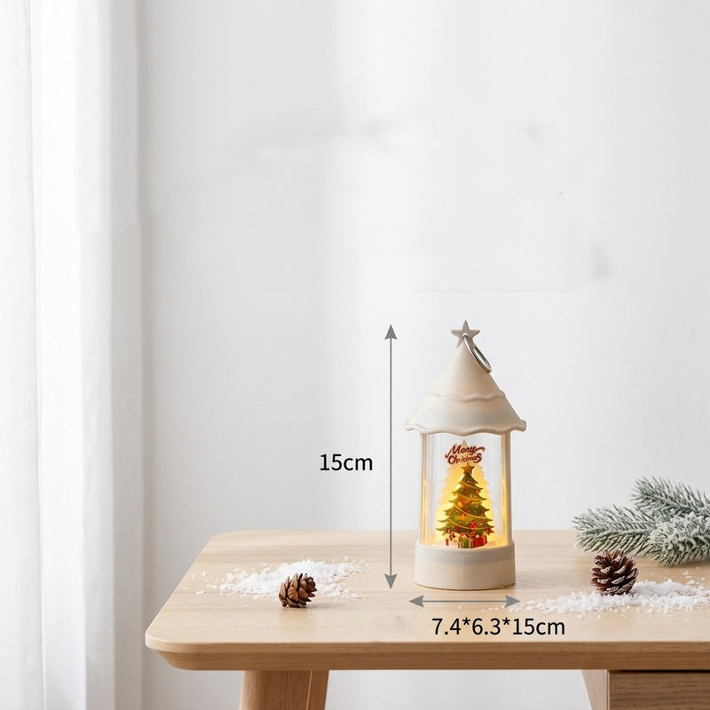 6" Christmas Tree Pattern LED Flameless Candle Lantern - Holiday Decorative Night Lights for Home, Party, Wedding Centerpieces