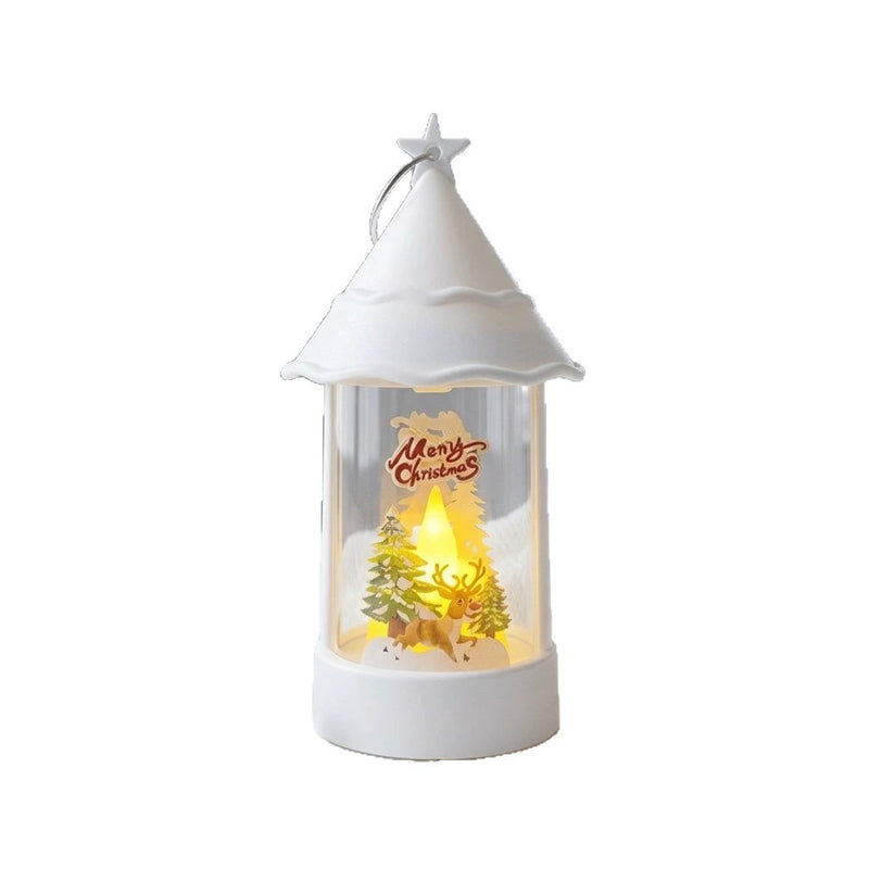 6" Christmas Tree Pattern LED Flameless Candle Lantern - Holiday Decorative Night Lights for Home, Party, Wedding Centerpieces
