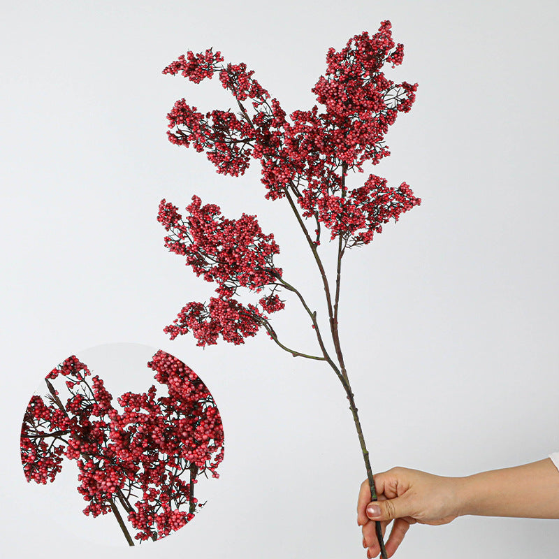 35" Realistic Artificial Foam Lucky Berry Stems, Lifelike Greenery Bouquet for Home Decor, Wedding Centerpieces, Vase Arrangements