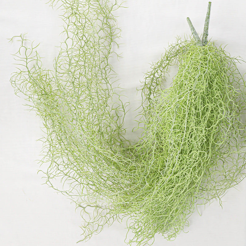 Artificial Spanish Moss Hanging Plant - 35" Realistic Tillandsia Usneoides Stems (2 Pack), Perfect for Wedding Decor, Boho Home Hanging Basket Filler, Window Displays & Bulk Floral Arrangements