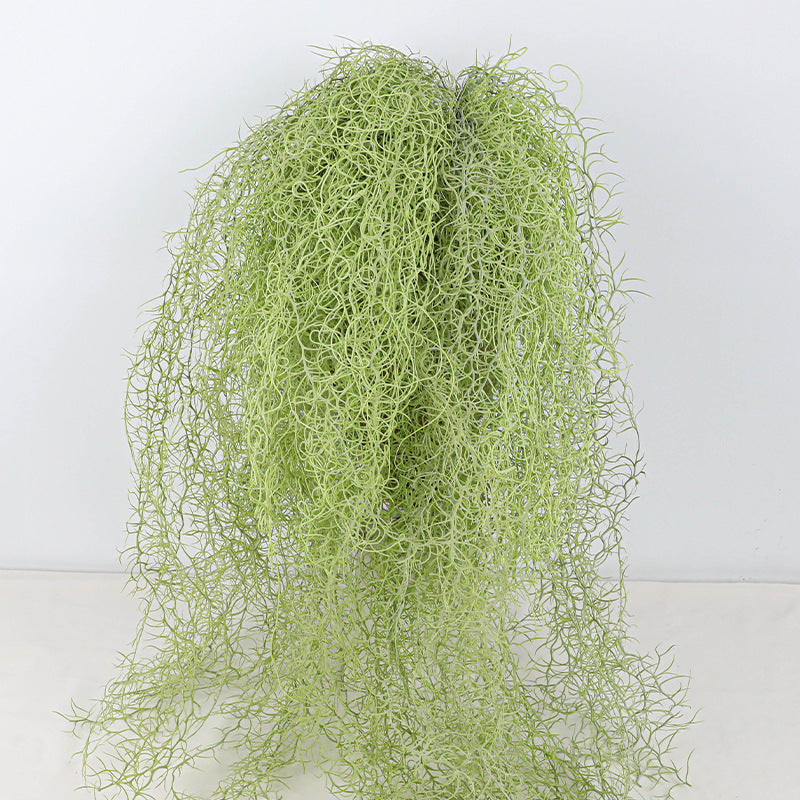 Artificial Spanish Moss Hanging Plant - 35" Realistic Tillandsia Usneoides Stems (2 Pack), Perfect for Wedding Decor, Boho Home Hanging Basket Filler, Window Displays & Bulk Floral Arrangements