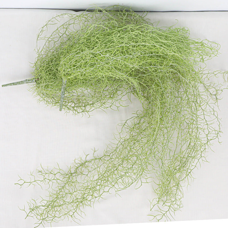Artificial Spanish Moss Hanging Plant - 35" Realistic Tillandsia Usneoides Stems (2 Pack), Perfect for Wedding Decor, Boho Home Hanging Basket Filler, Window Displays & Bulk Floral Arrangements