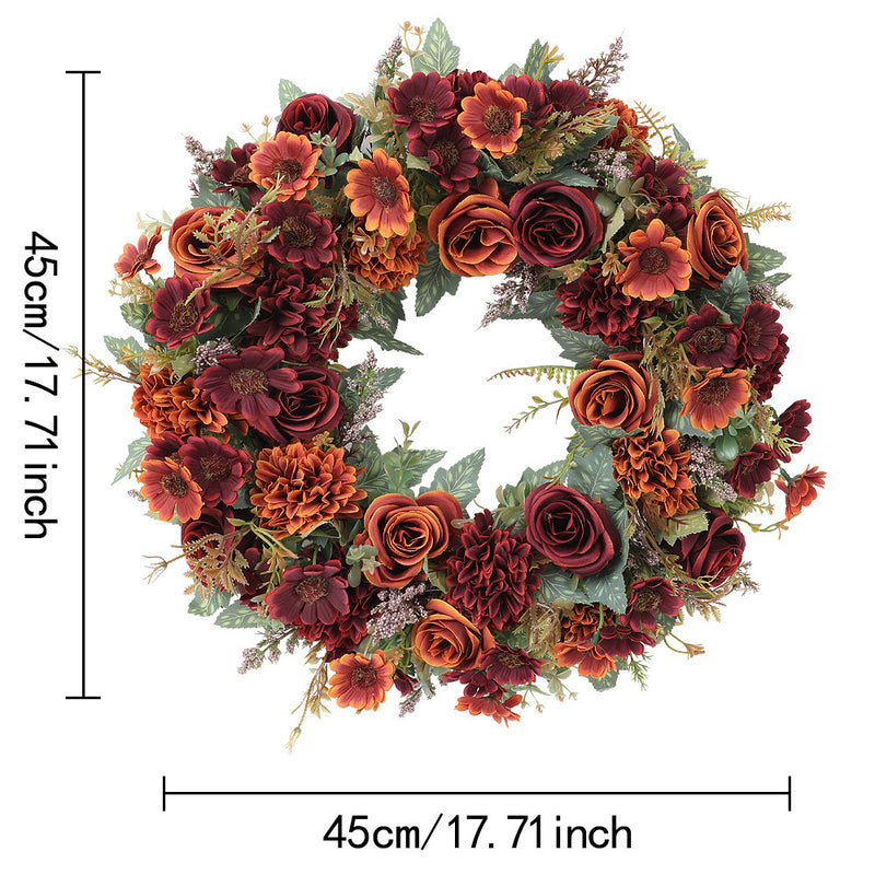 Fall Peony Wreath 18" Real-Touch Artificial Flowers, Indoor/Outdoor Decor for Home, Weddings, Seasonal Displays