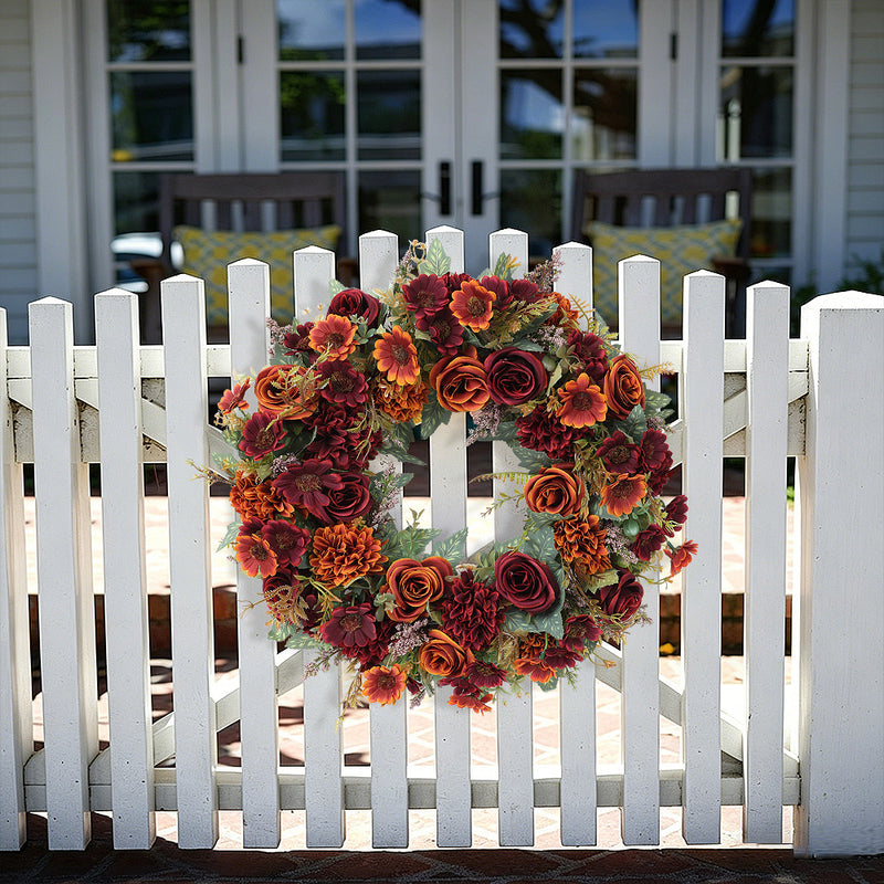 Fall Peony Wreath 18" Real-Touch Artificial Flowers, Indoor/Outdoor Decor for Home, Weddings, Seasonal Displays
