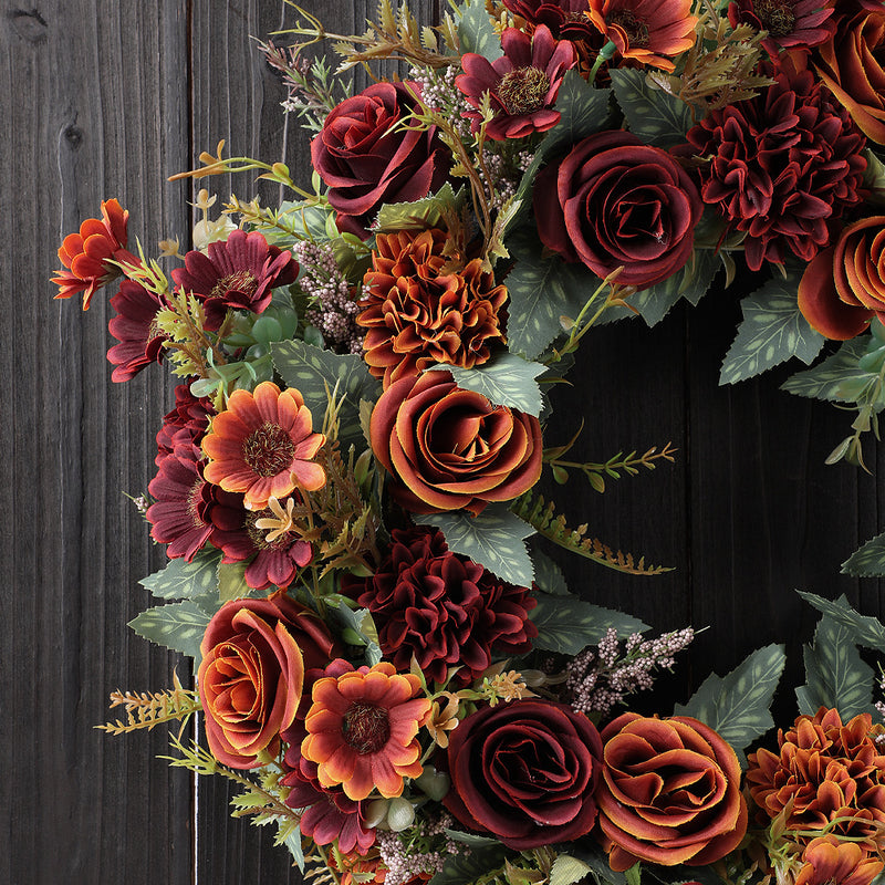 Fall Peony Wreath 18" Real-Touch Artificial Flowers, Indoor/Outdoor Decor for Home, Weddings, Seasonal Displays