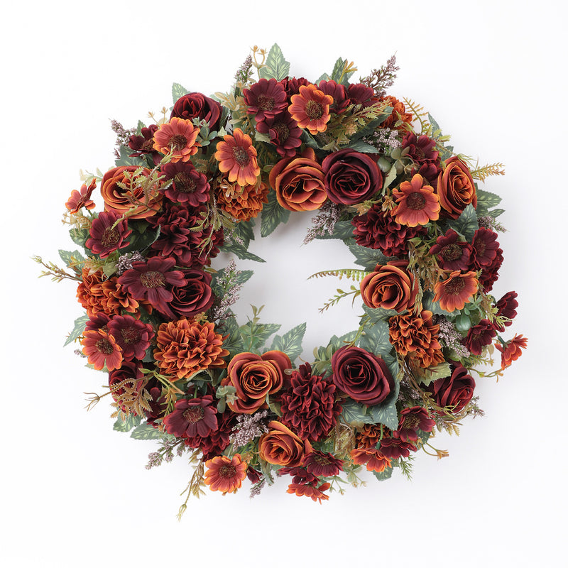 Fall Peony Wreath 18" Real-Touch Artificial Flowers, Indoor/Outdoor Decor for Home, Weddings, Seasonal Displays