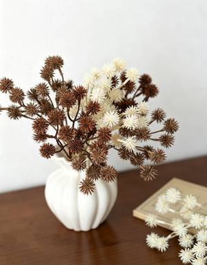 Autumn Chestnut Burr Stems, 11" Realistic Faux Fall Branches, Rustic Home Decor, Wedding Centerpieces, Bulk Wholesale Florist Supplies