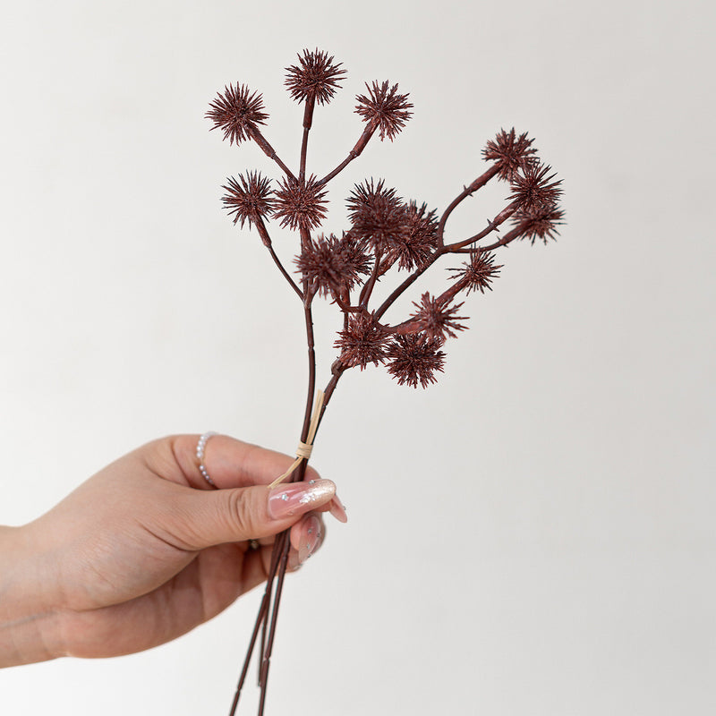 Autumn Chestnut Burr Stems, 11" Realistic Faux Fall Branches, Rustic Home Decor, Wedding Centerpieces, Bulk Wholesale Florist Supplies