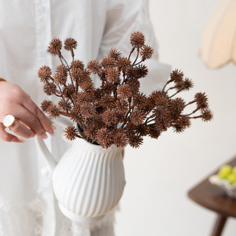Autumn Chestnut Burr Stems, 11" Realistic Faux Fall Branches, Rustic Home Decor, Wedding Centerpieces, Bulk Wholesale Florist Supplies