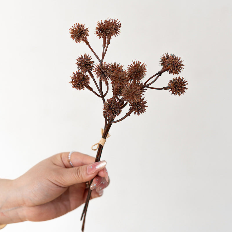 Autumn Chestnut Burr Stems, 11" Realistic Faux Fall Branches, Rustic Home Decor, Wedding Centerpieces, Bulk Wholesale Florist Supplies