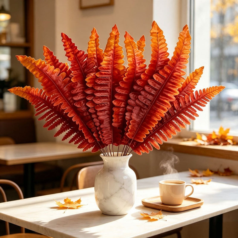 Persian Fern Faux Leaves, 20-Pack – 17" Realistic Plastic Fronds for Vase Arrangements, Wedding Centerpieces, Home & Office Decor