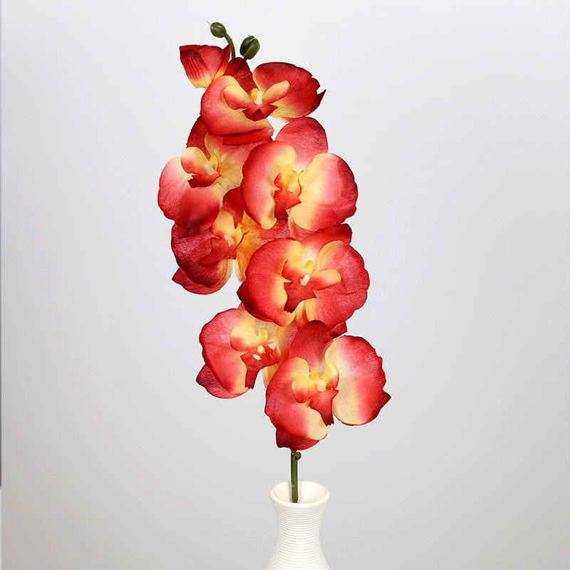 Realistic Phalaenopsis Orchid Stem, 27" Silk Artificial Flower for Vases, Wedding Centerpieces, Home Decor & Commercial Displays – 8 Blooms per Stem (Autumn Hues)
