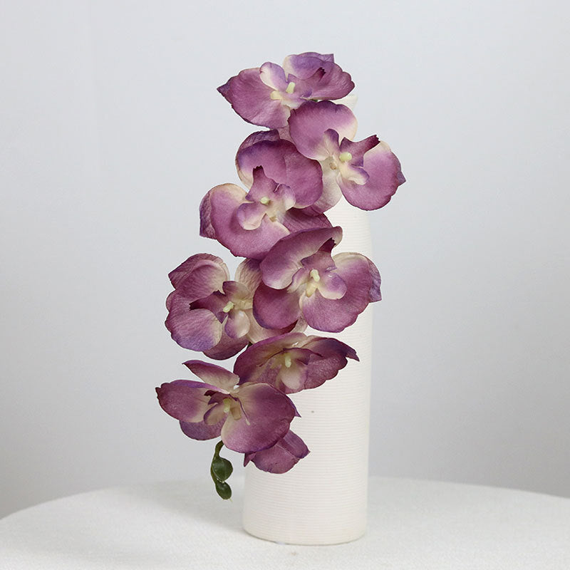 Realistic Phalaenopsis Orchid Stem, 27" Silk Artificial Flower for Vases, Wedding Centerpieces, Home Decor & Commercial Displays – 8 Blooms per Stem (Autumn Hues)