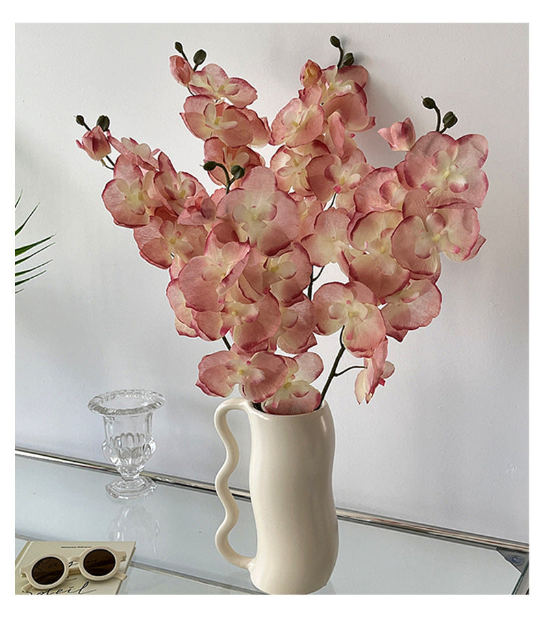 Realistic Phalaenopsis Orchid Stem, 27" Silk Artificial Flower for Vases, Wedding Centerpieces, Home Decor & Commercial Displays – 8 Blooms per Stem (Autumn Hues)