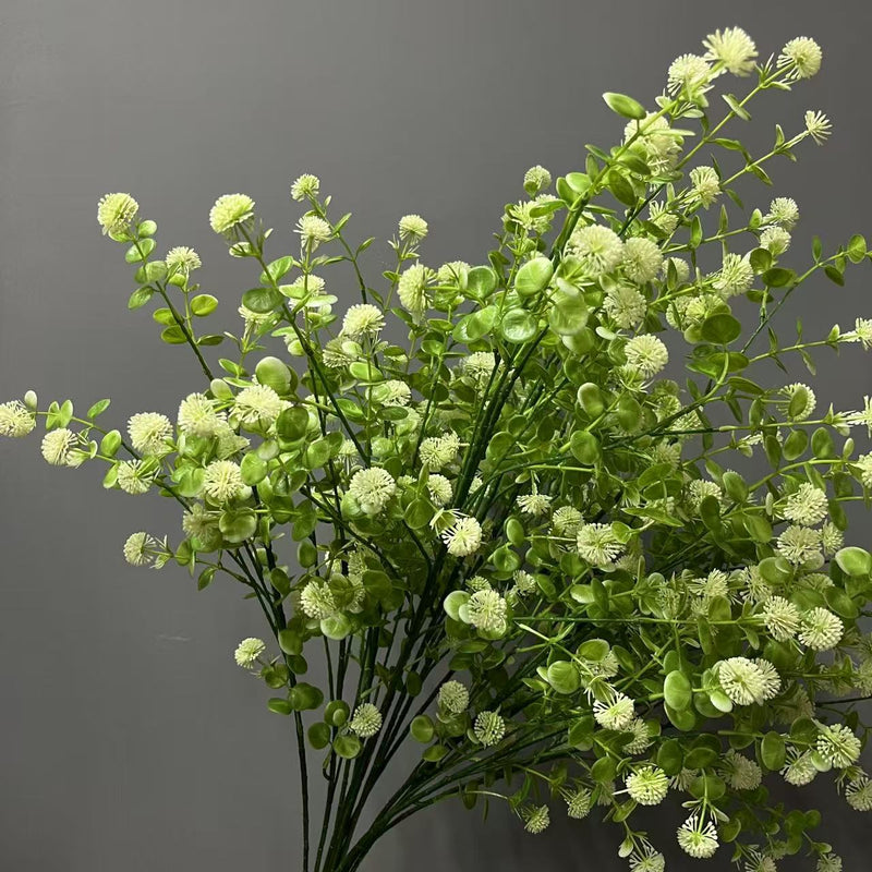 Artificial Globe Thistle Stems, 35" Real-Touch Green Floral Stems, 5-Pack for Wedding Centerpieces, Boho Home Decor, Vase Arrangements
