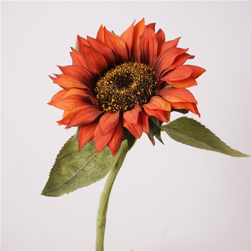 Real-Touch Sunflower Stems, 28" Tall with 6" Orange-Red Blooms, Perfect for Home Decor, Weddings, and Commercial Spaces