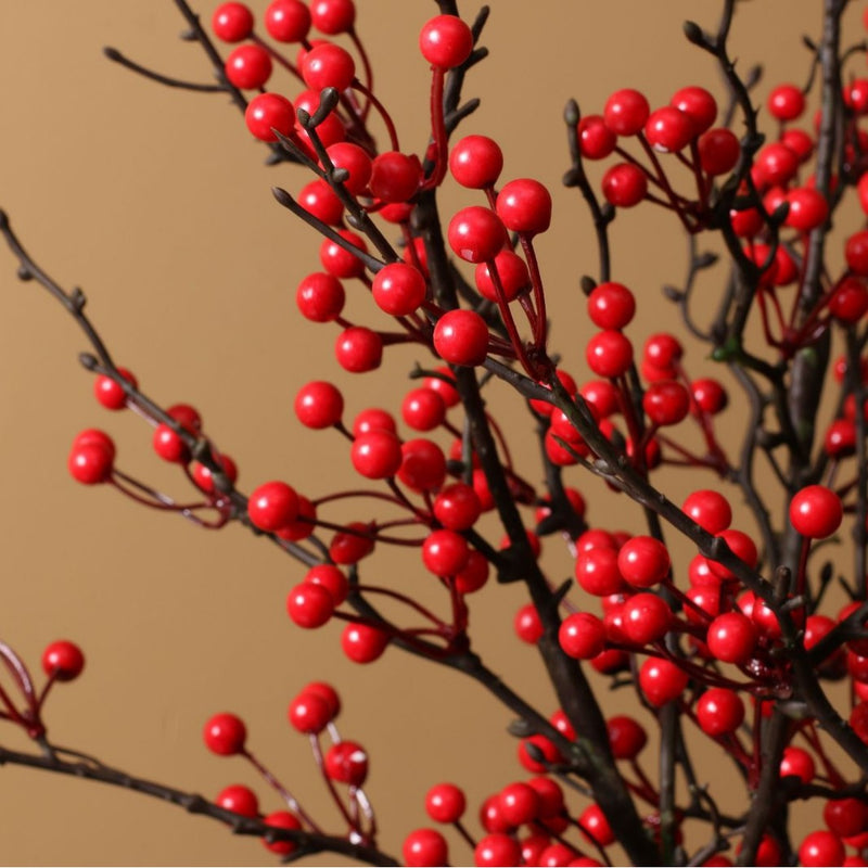 Realistic Artificial Holly Berry Stems, 24", 31", 35", Red Faux Holly Berries for Home Decor, Weddings, and Seasonal Arrangements