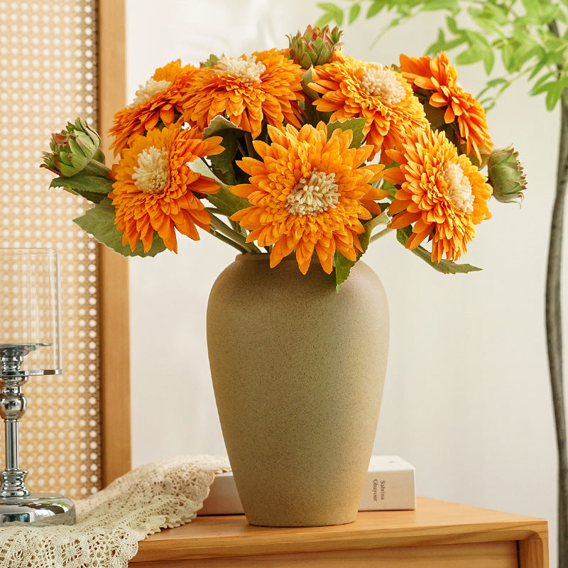 Single Stem Teddy Bear Sunflower, 18" Silk Artificial Flower for Vase Arrangements, Home Decor, Weddings & Events