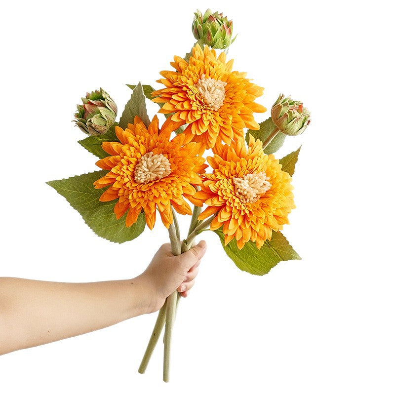 Single Stem Teddy Bear Sunflower, 18" Silk Artificial Flower for Vase Arrangements, Home Decor, Weddings & Events