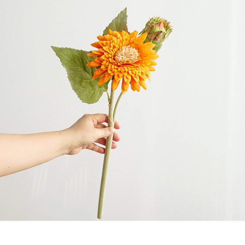 Single Stem Teddy Bear Sunflower, 18" Silk Artificial Flower for Vase Arrangements, Home Decor, Weddings & Events