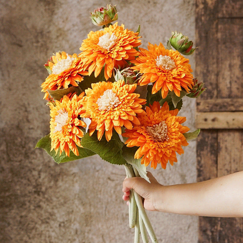 Single Stem Teddy Bear Sunflower, 18" Silk Artificial Flower for Vase Arrangements, Home Decor, Weddings & Events